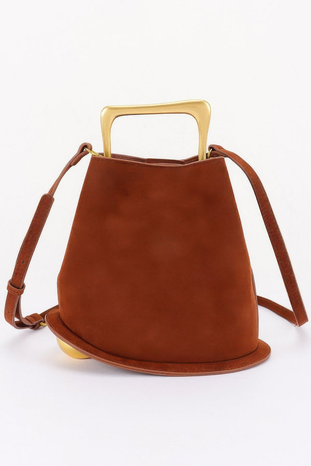 Faux Suede Metal Handle Bag