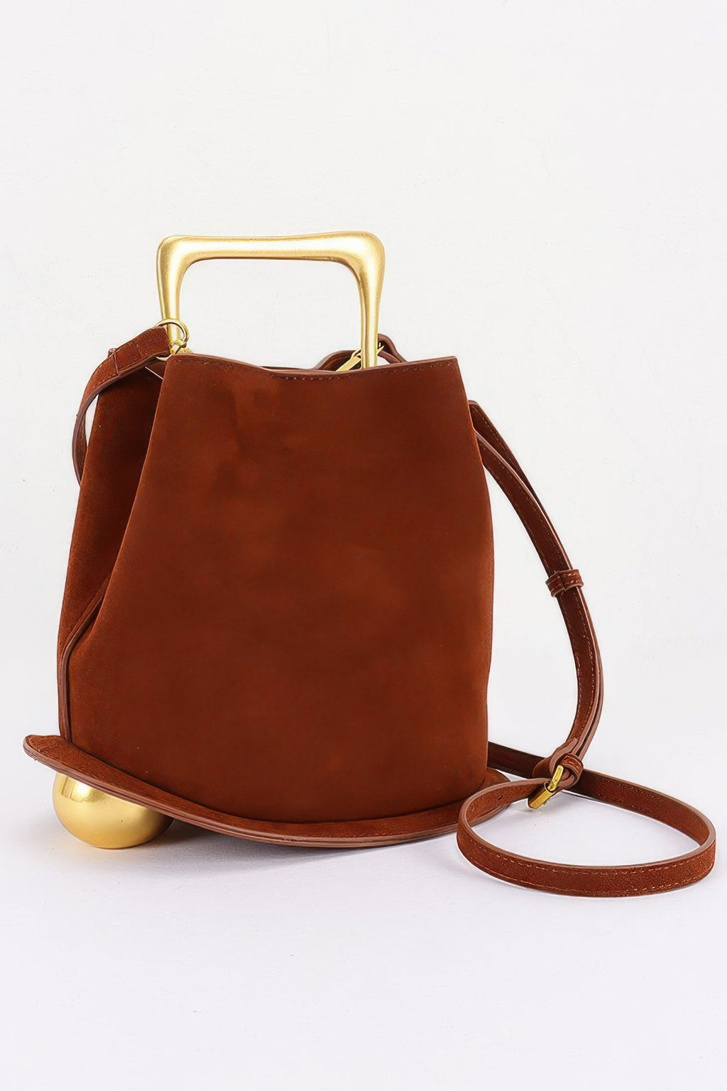 Faux Suede Metal Handle Bag