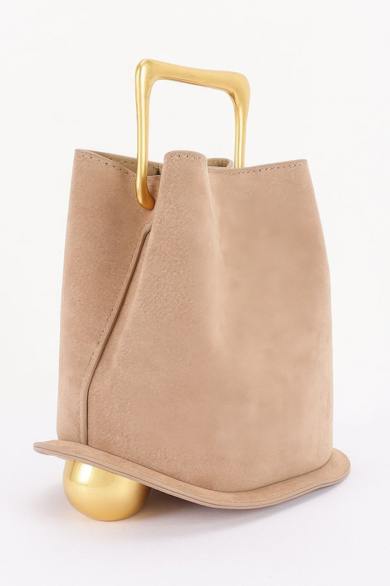 Faux Suede Metal Handle Bag