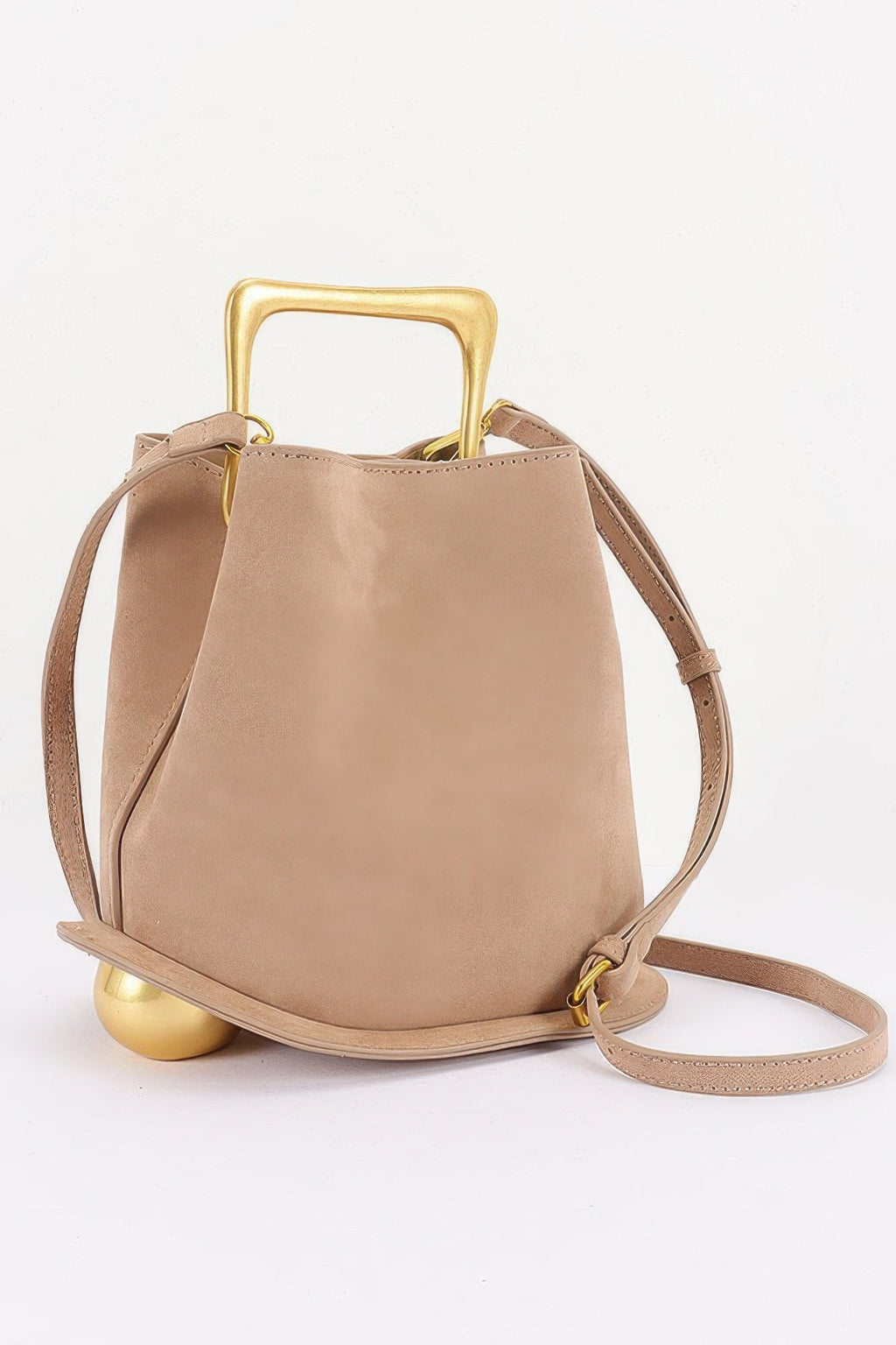 Faux Suede Metal Handle Bag
