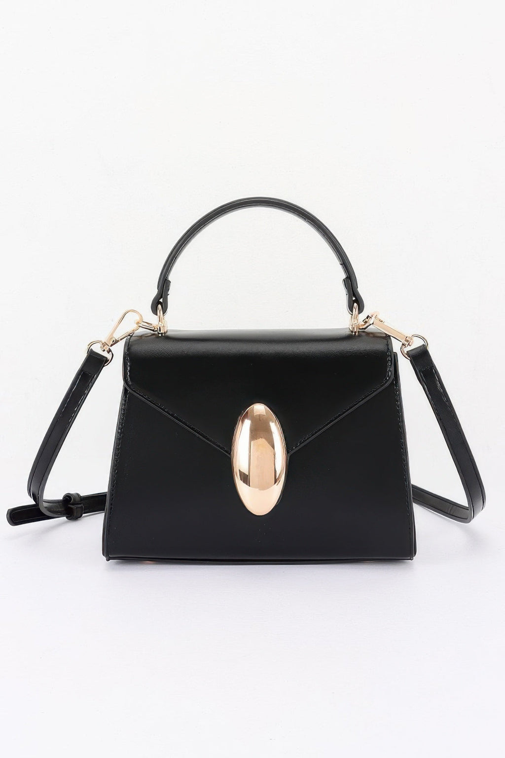 Vegan Leather Top Handle Flap Bag