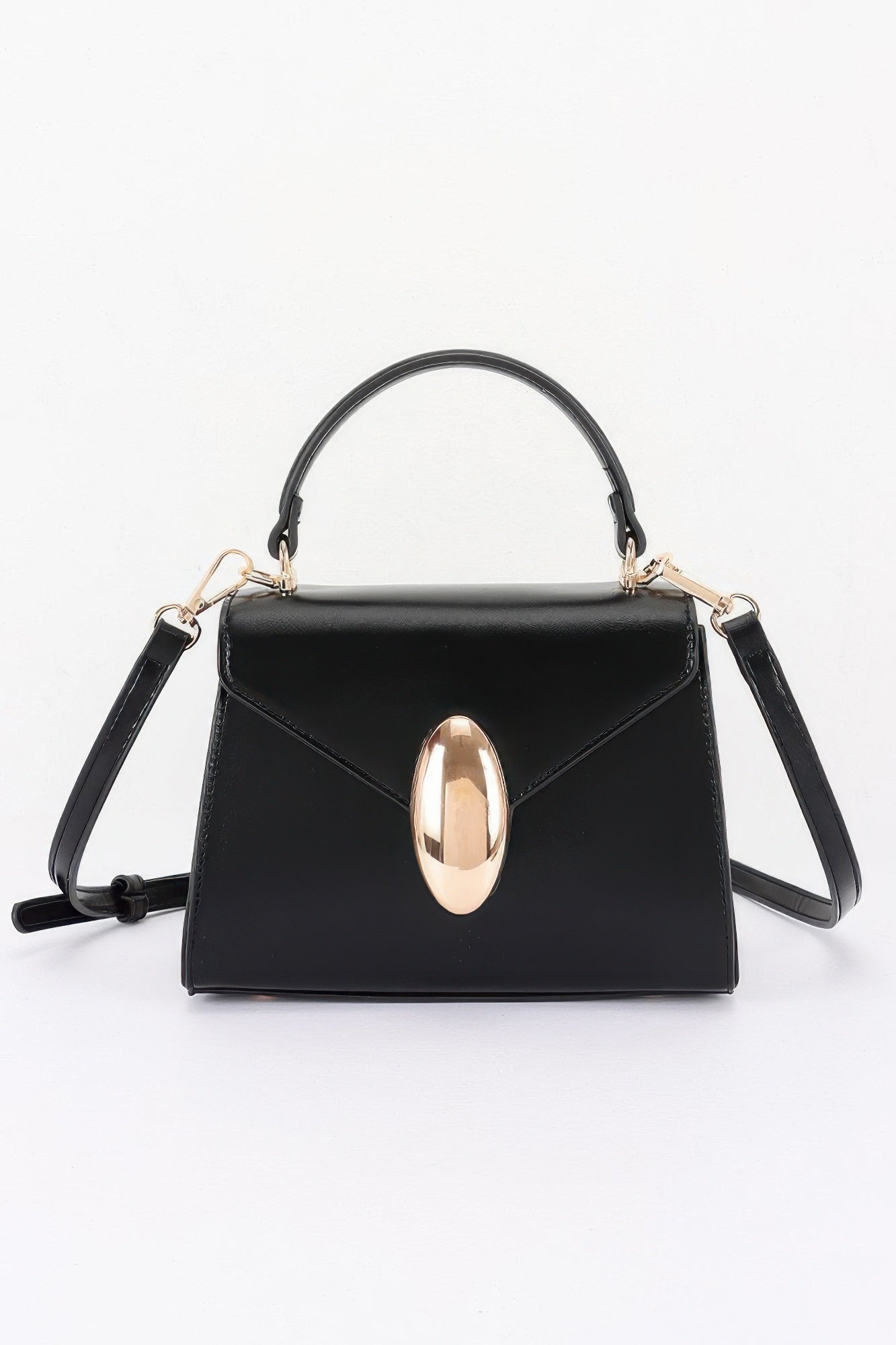 Vegan Leather Top Handle Flap Bag