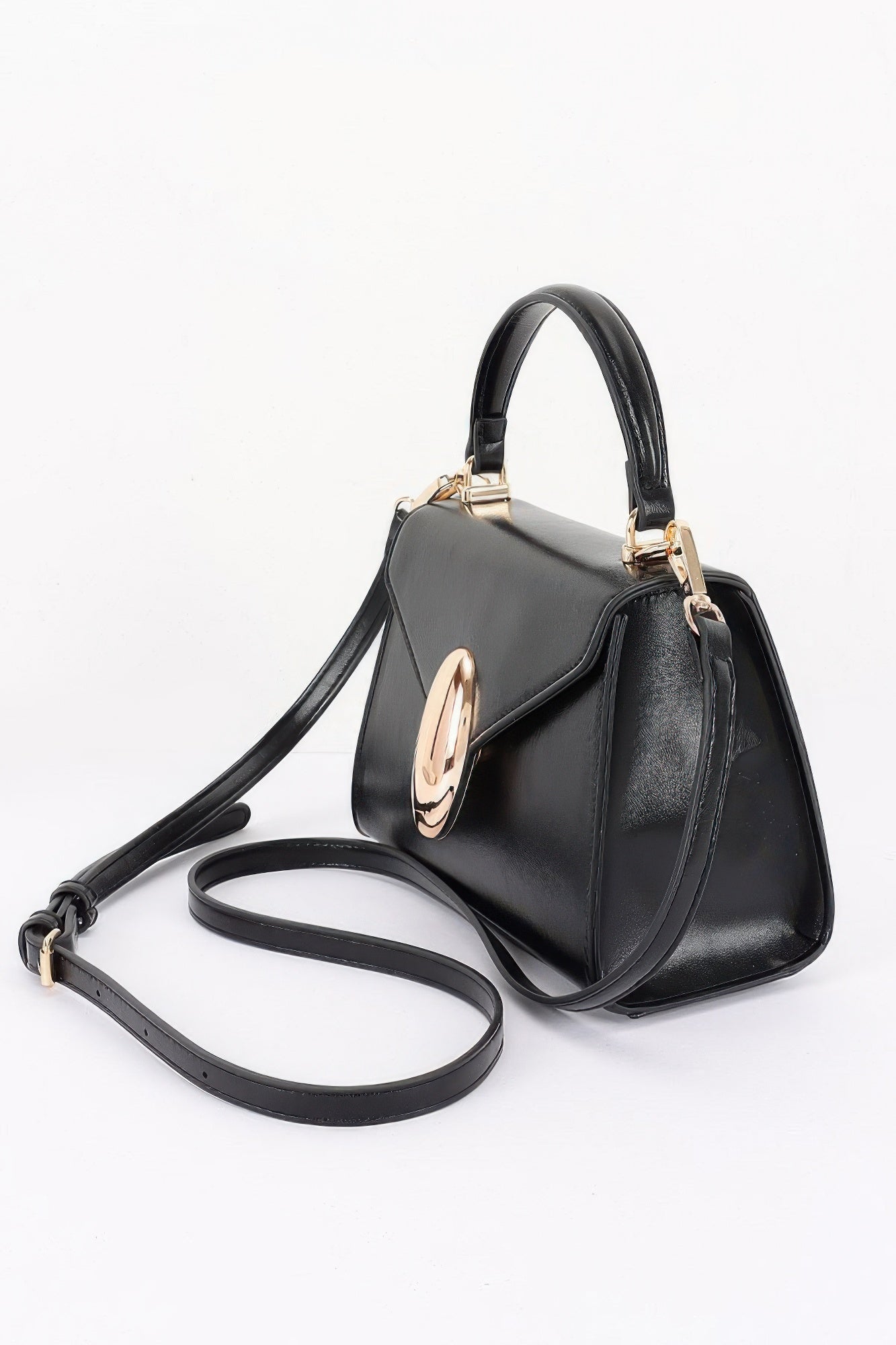 Vegan Leather Top Handle Flap Bag