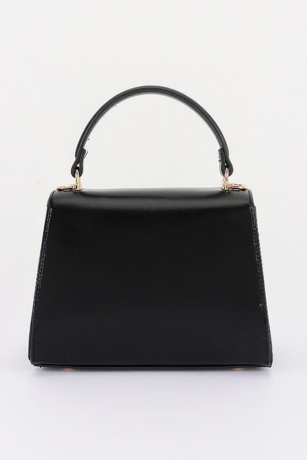 Vegan Leather Top Handle Flap Bag