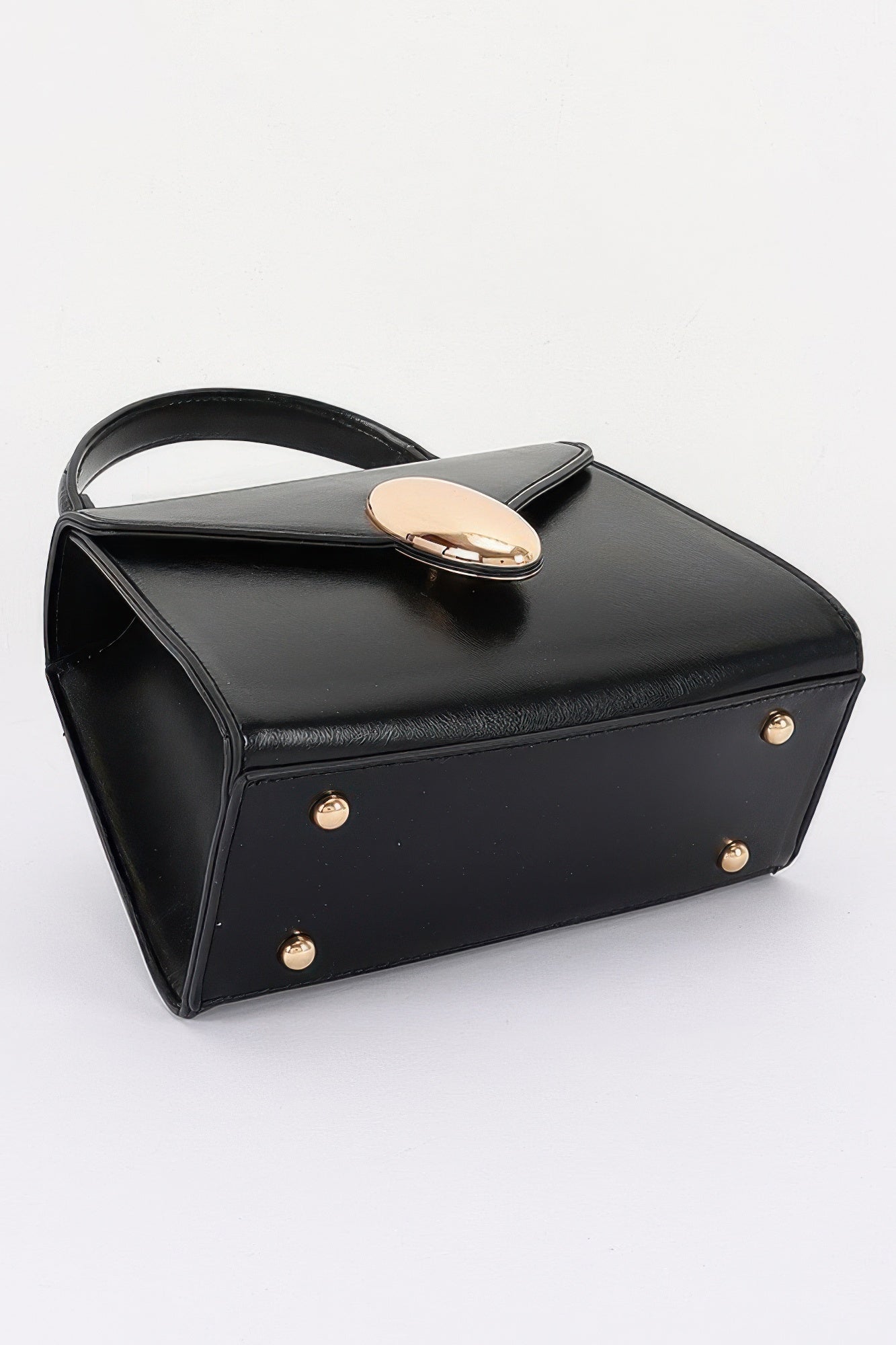Vegan Leather Top Handle Flap Bag