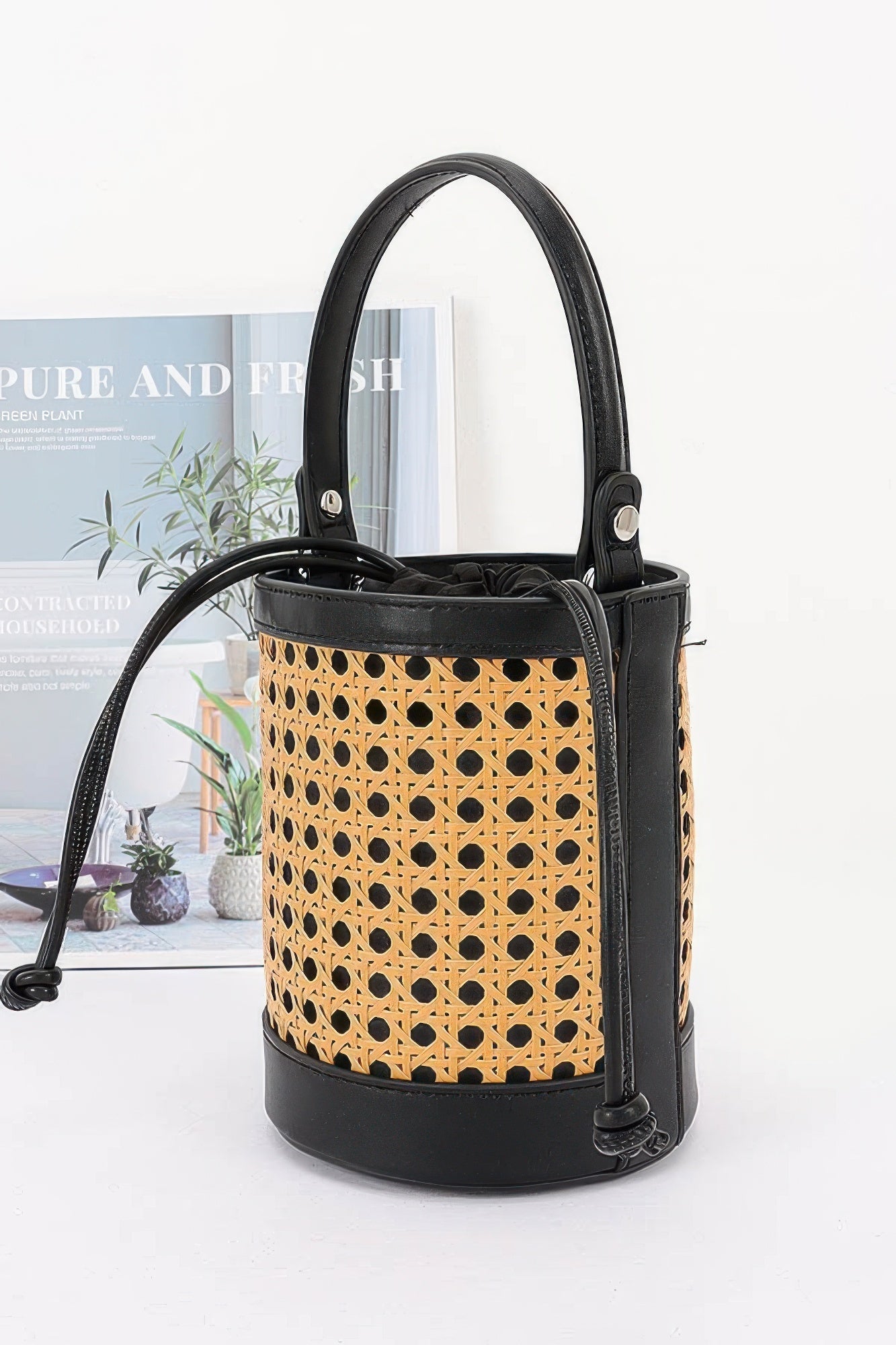 Braided Bamboo Tube Bag