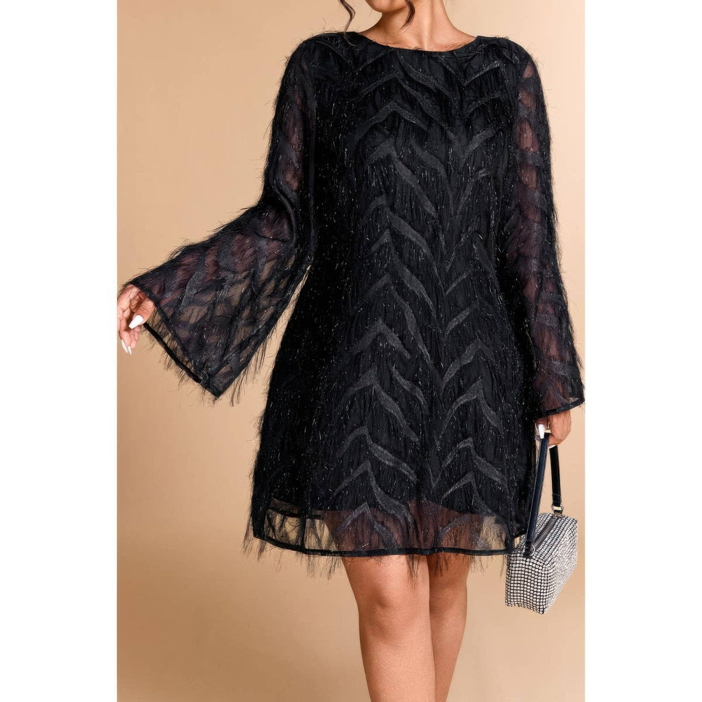 Sequin Fringe Lace Short Dress