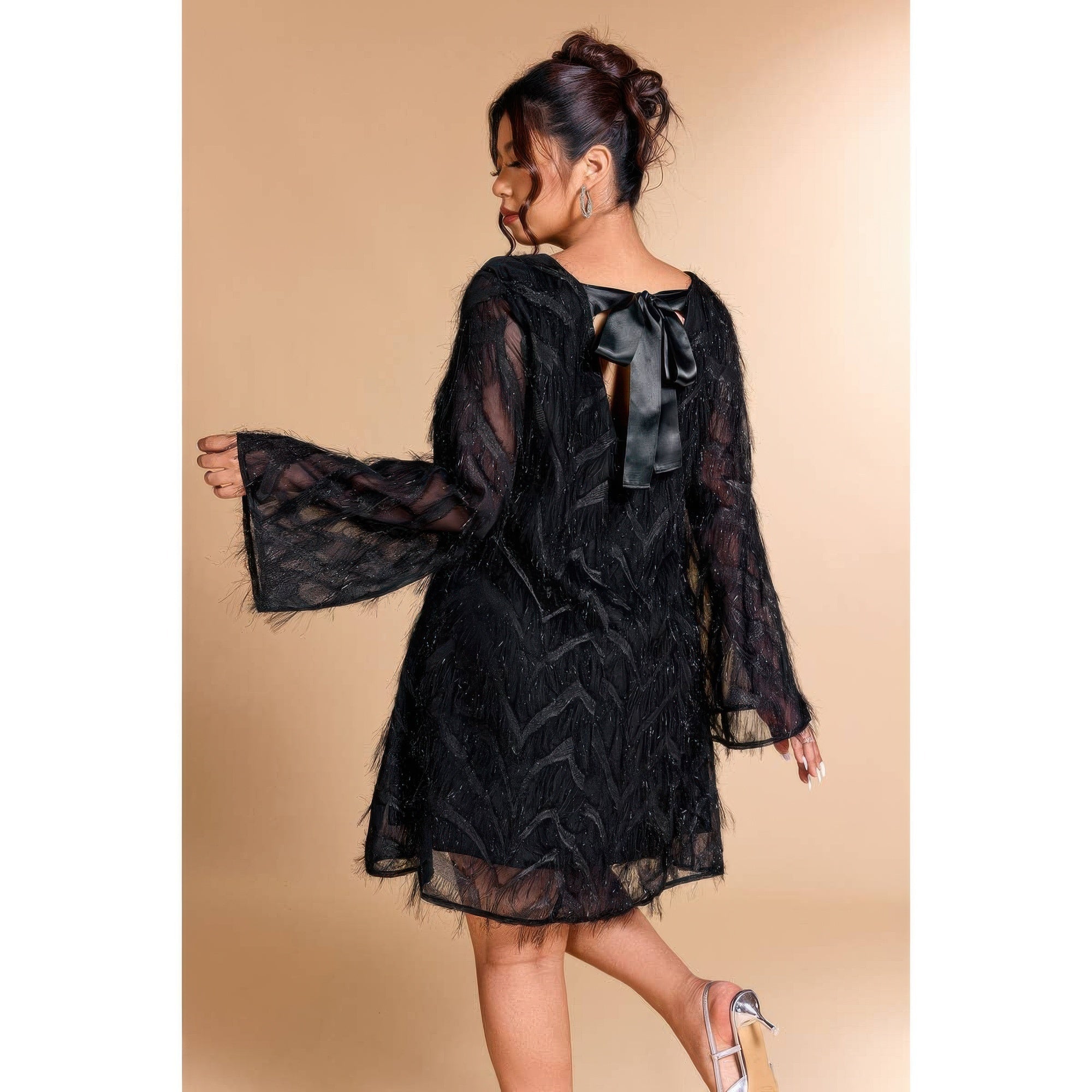 Sequin Fringe Lace Short Dress