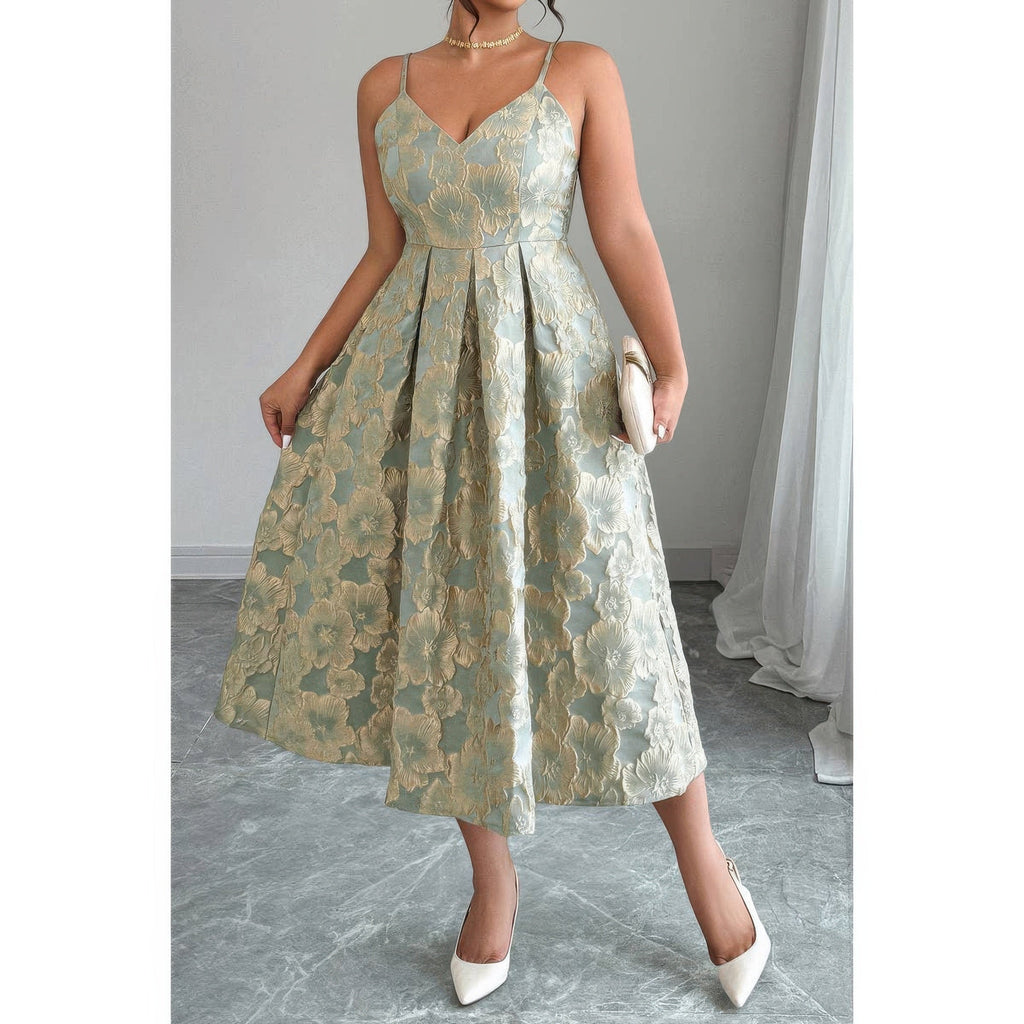 Jacquard Elegant Spaghetti Strap Dress