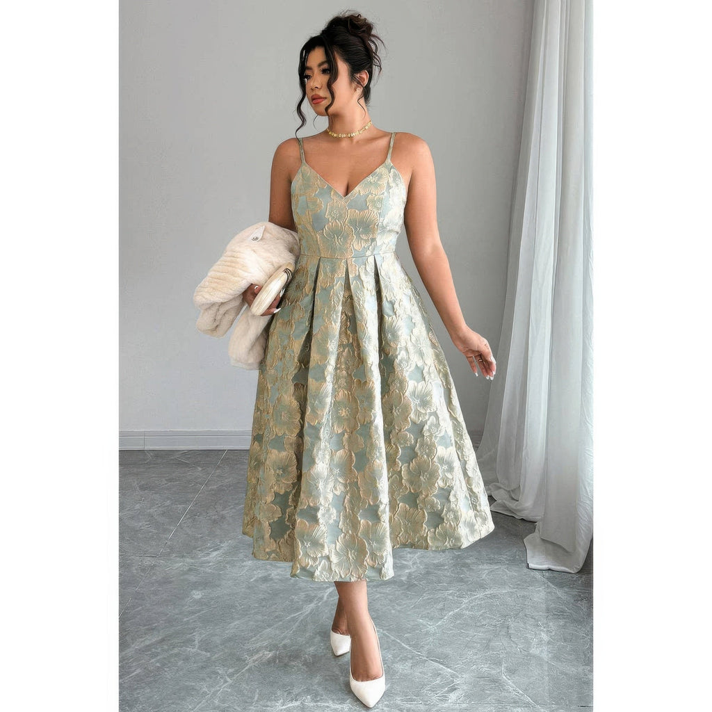 Jacquard Elegant Spaghetti Strap Dress