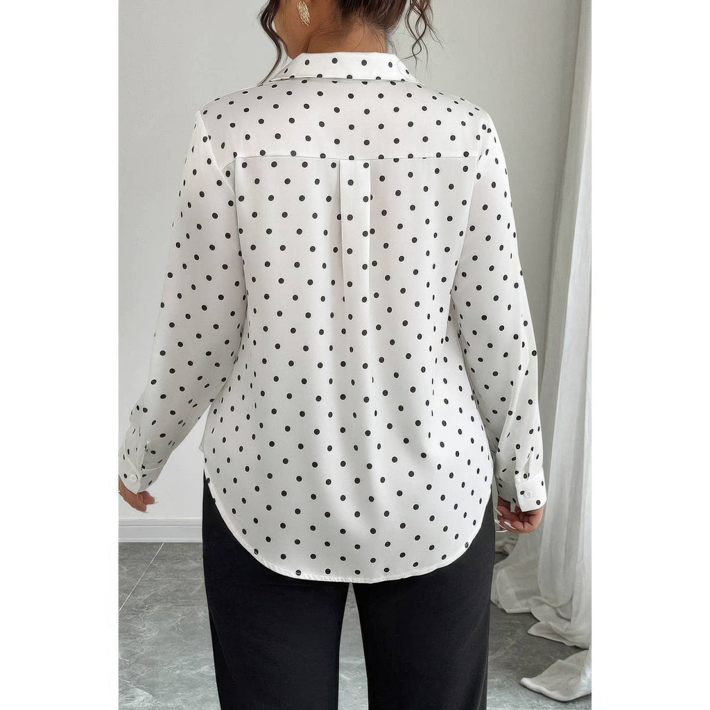 Polka Dot Button Up Long Sleeve Shirt
