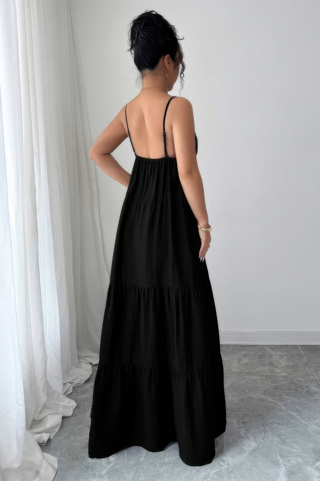 Sleeveless Elegant Suspender Aline Maxi Dress