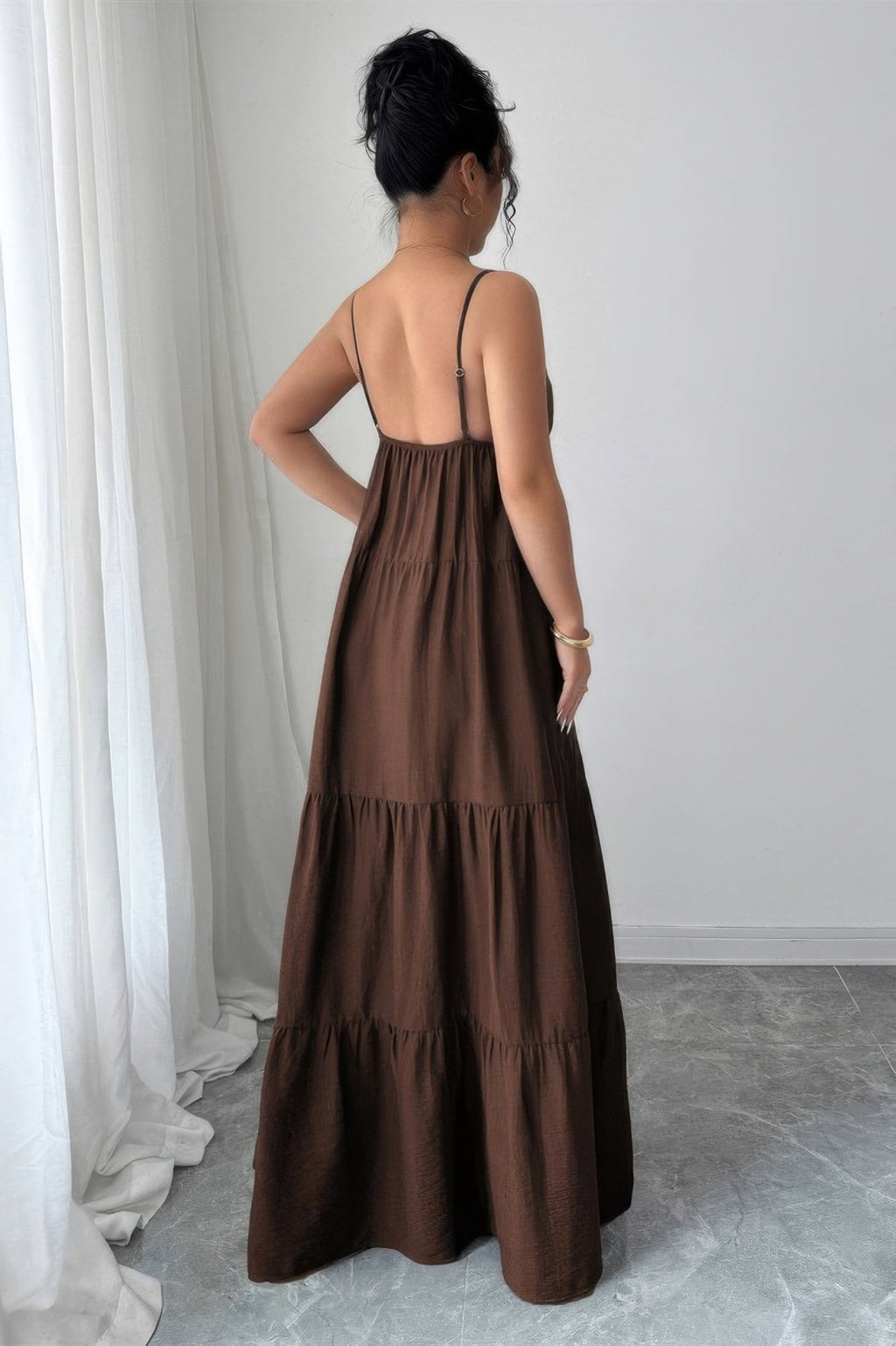 Sleeveless Elegant Suspender Aline Maxi Dress
