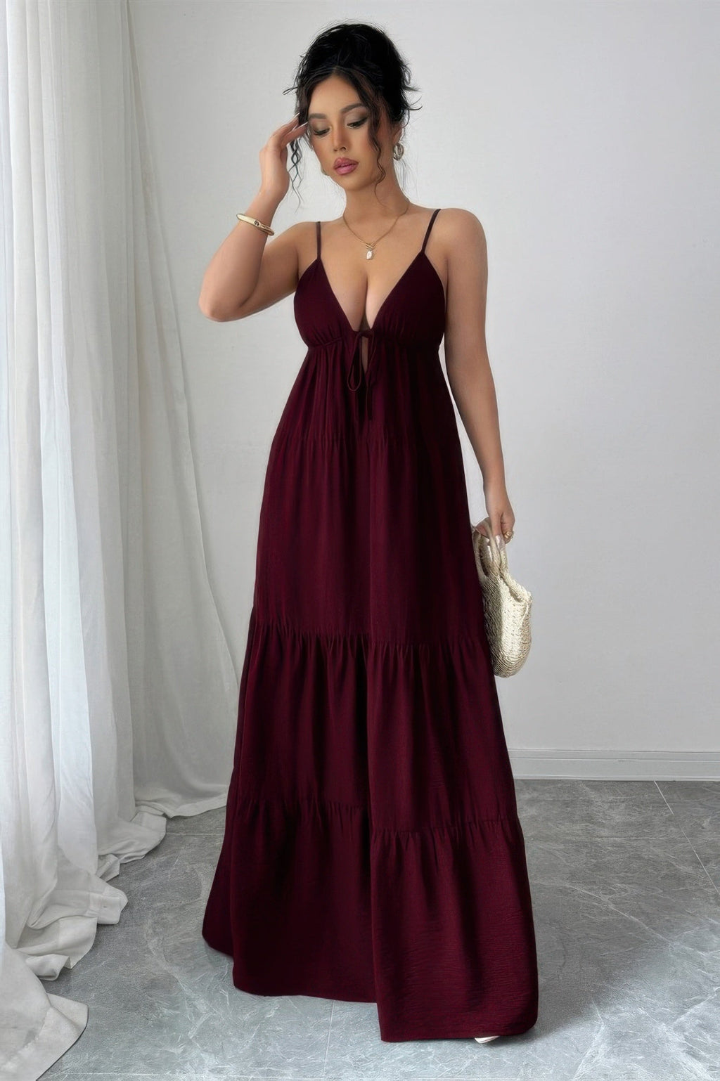 Sleeveless Elegant Suspender Aline Maxi Dress