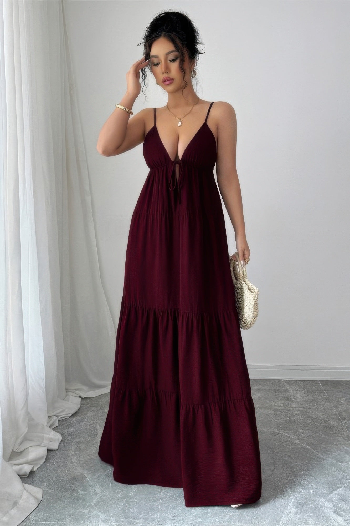 Sleeveless Elegant Suspender Aline Maxi Dress