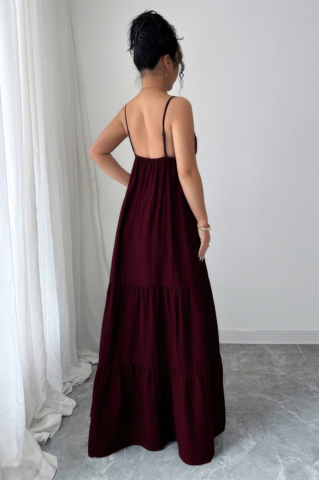 Sleeveless Elegant Suspender Aline Maxi Dress