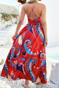 Halter Cross Back High Waist Deep V Neck Dress