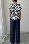 Two Pieces Floral Print Ruffle Hem Sleeve Sets