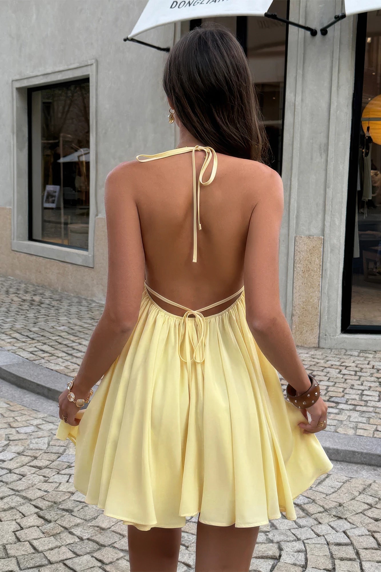 Metal Buckle Camisole A Line Mini Dress