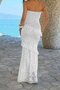 Solid Off Shoulder Bodycon Lace Maxi Dress