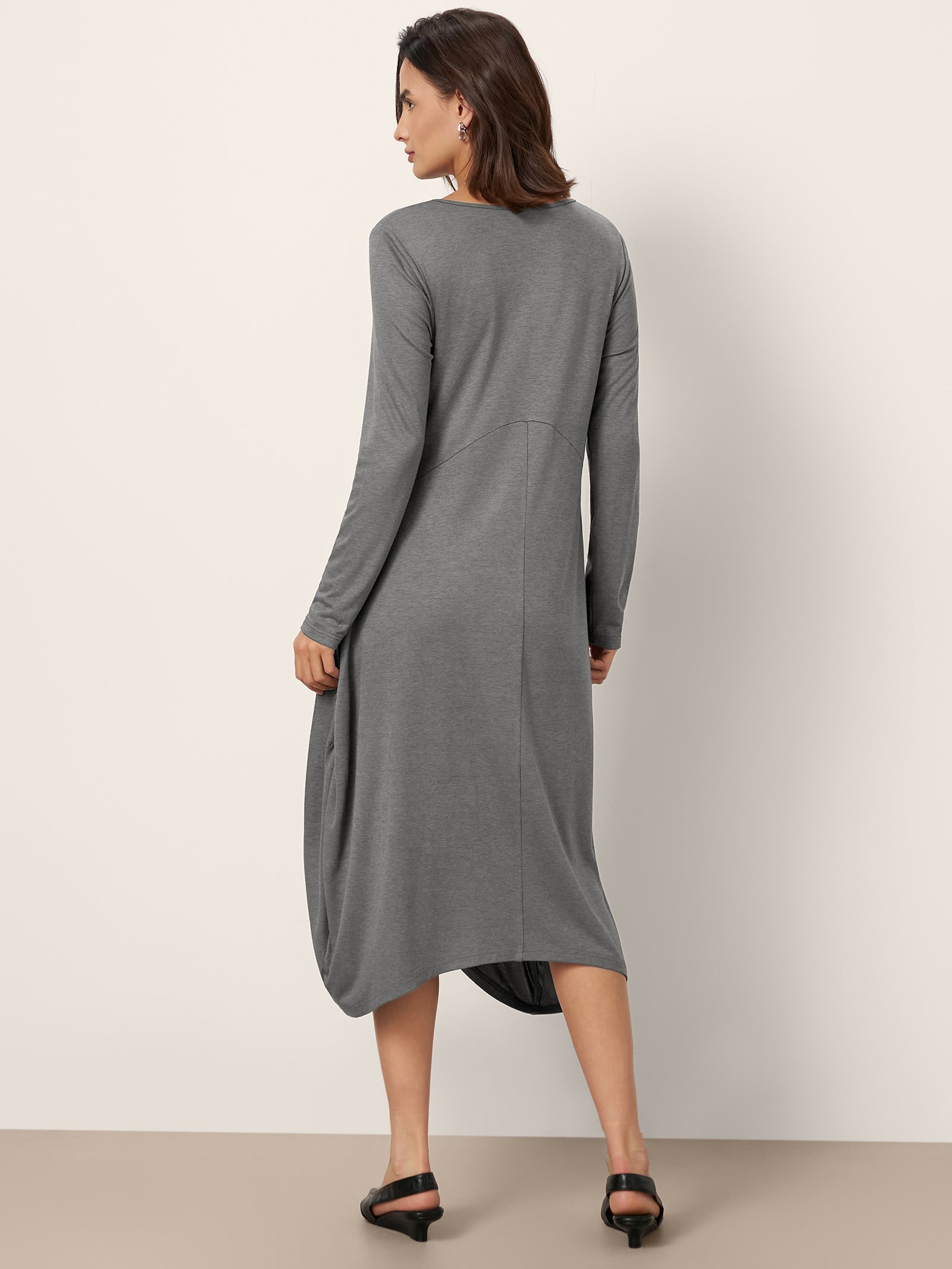 Wool Cocoon Curved Waist Midi Dress FARRAH