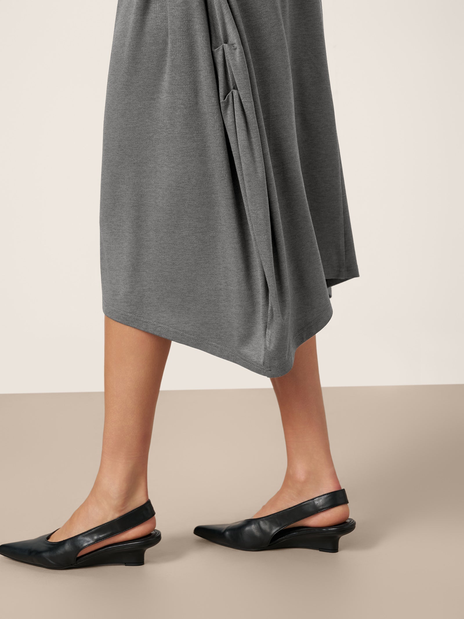 Wool Cocoon Curved Waist Midi Dress FARRAH