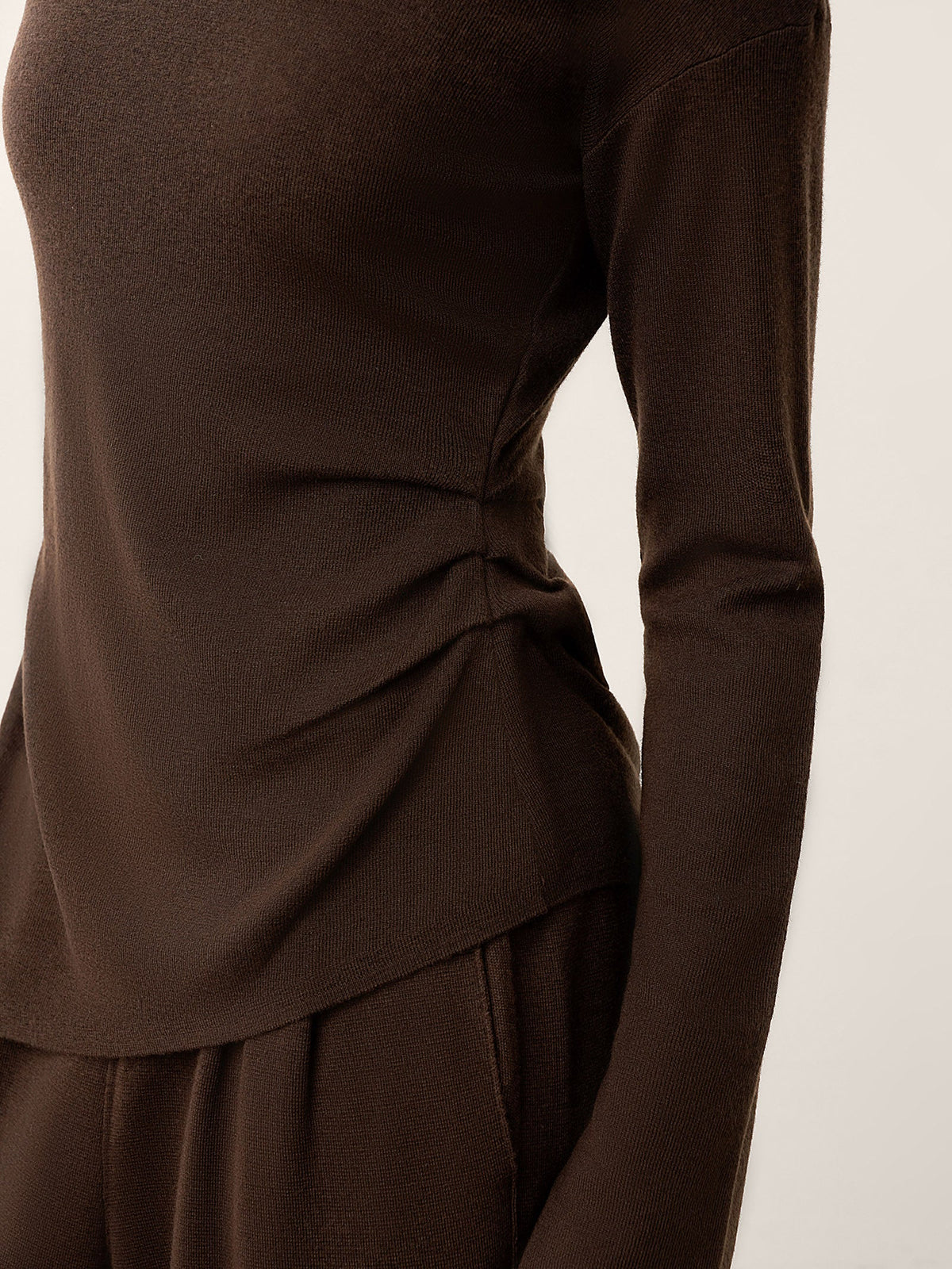 Merino Wool Boat Neck Asymmetric Hem Top LORELEI