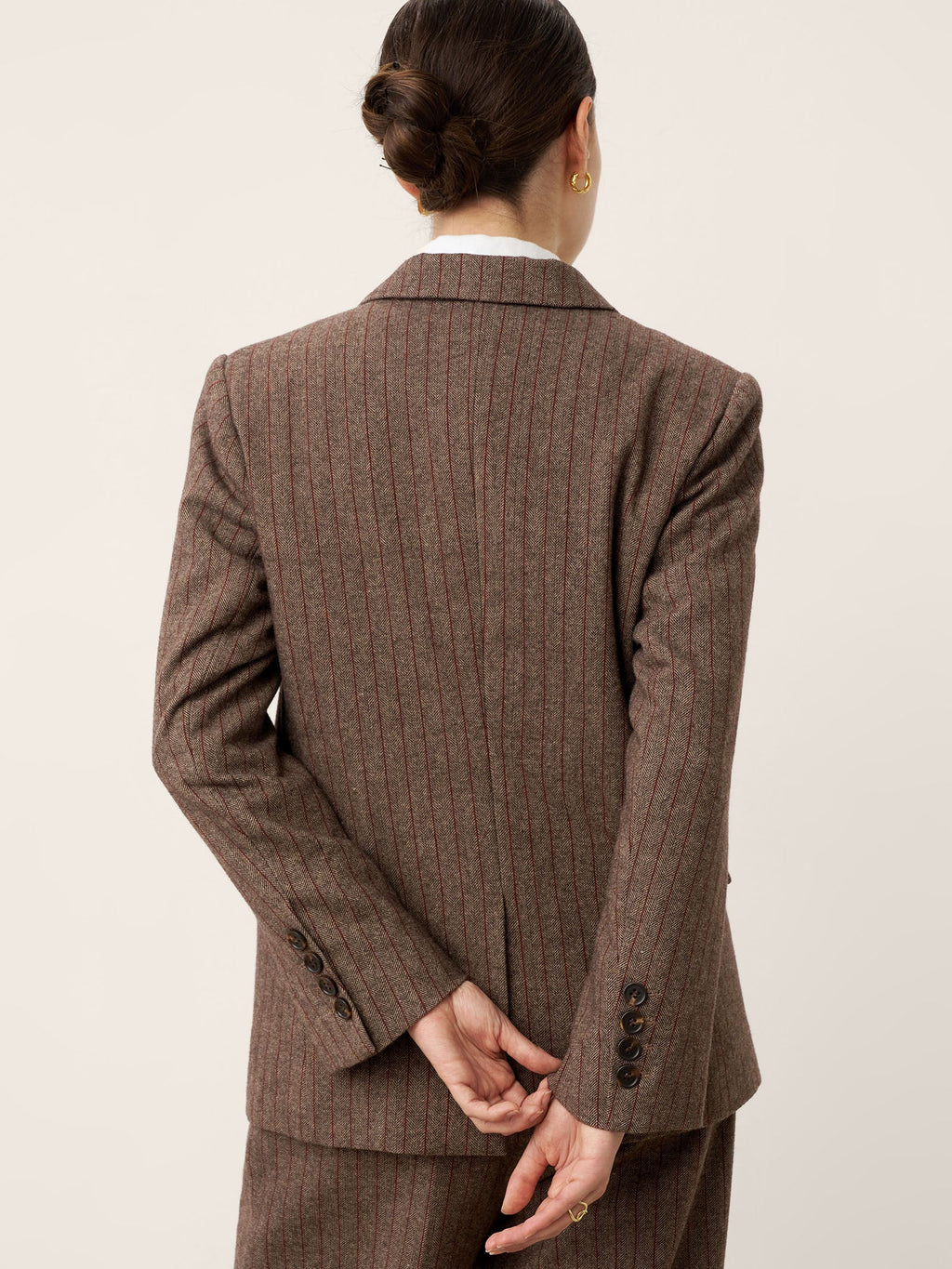 Wool Striped Notched Lapel Suit Blazer DAPHNE