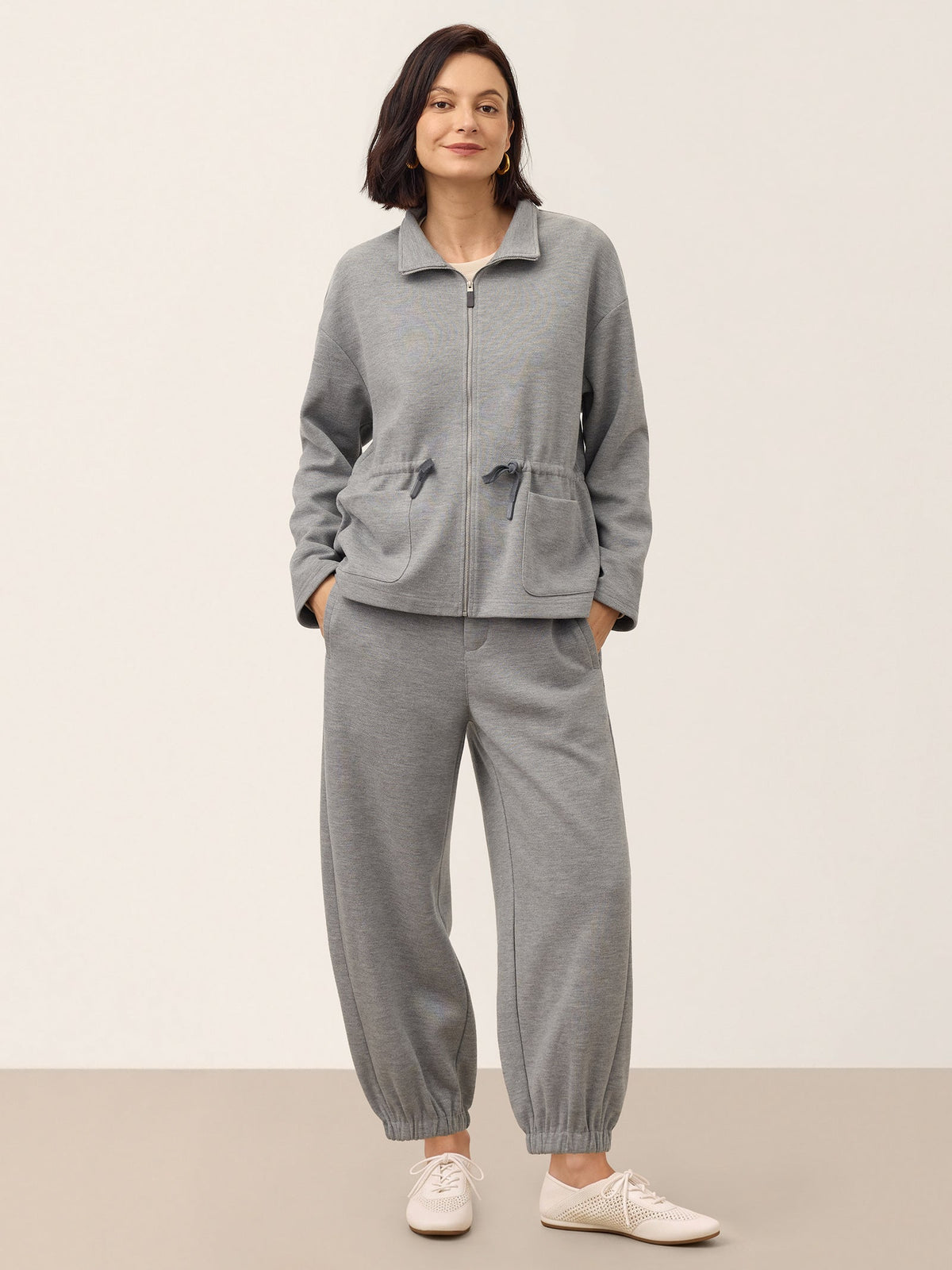 Wool Drawstring Waist Collared Jacket SOLARA