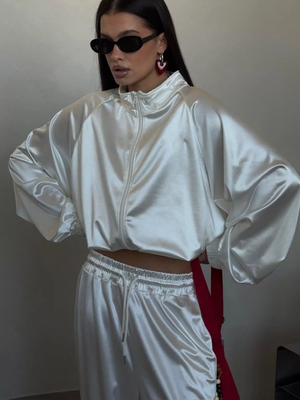 Zip Up Raglan Sleeve Jacket and Pants Set