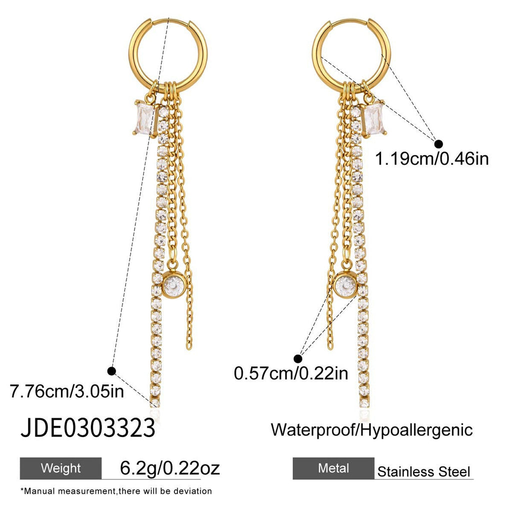 Zircon Tassel Drop Earrings