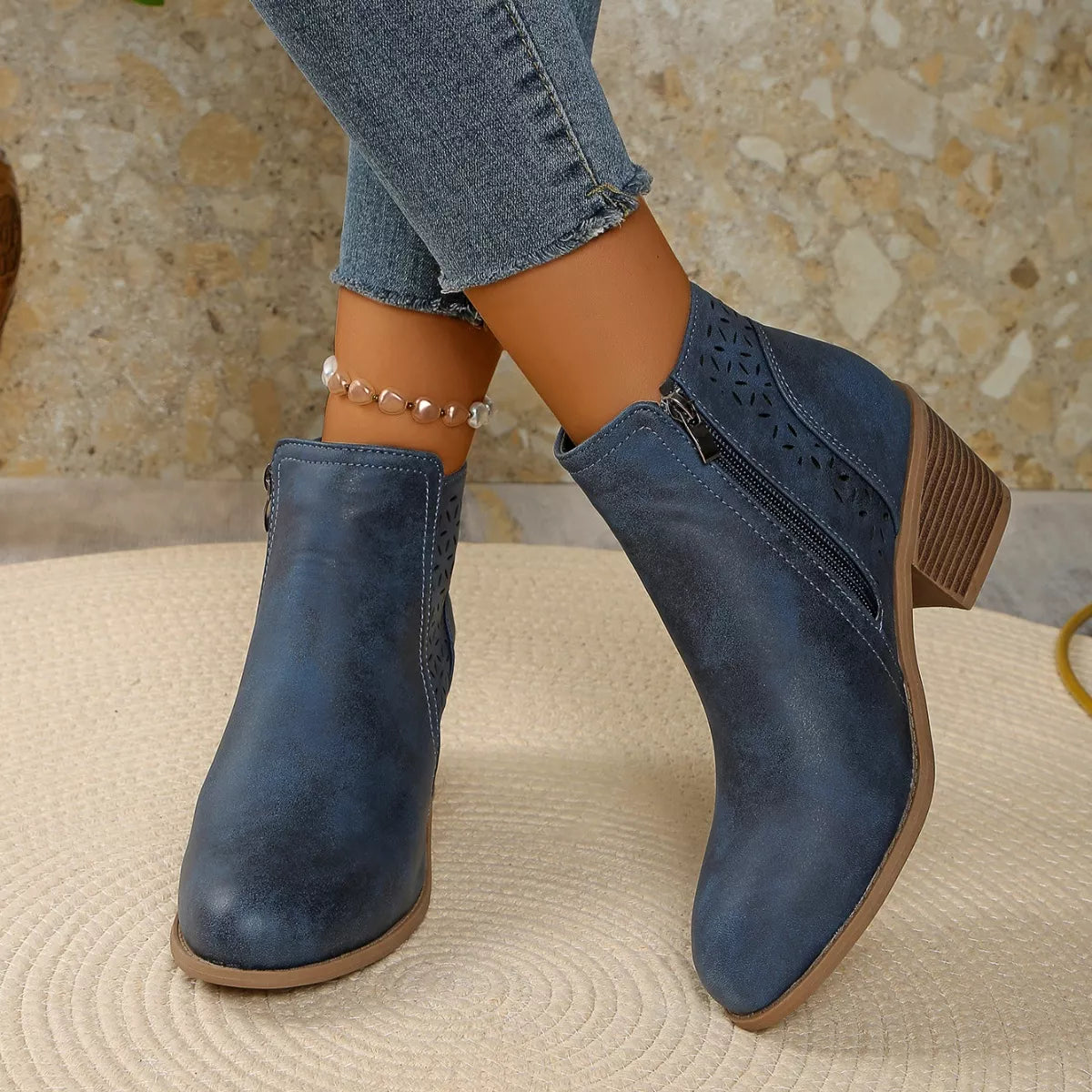 Point Toe Block Heels Boots