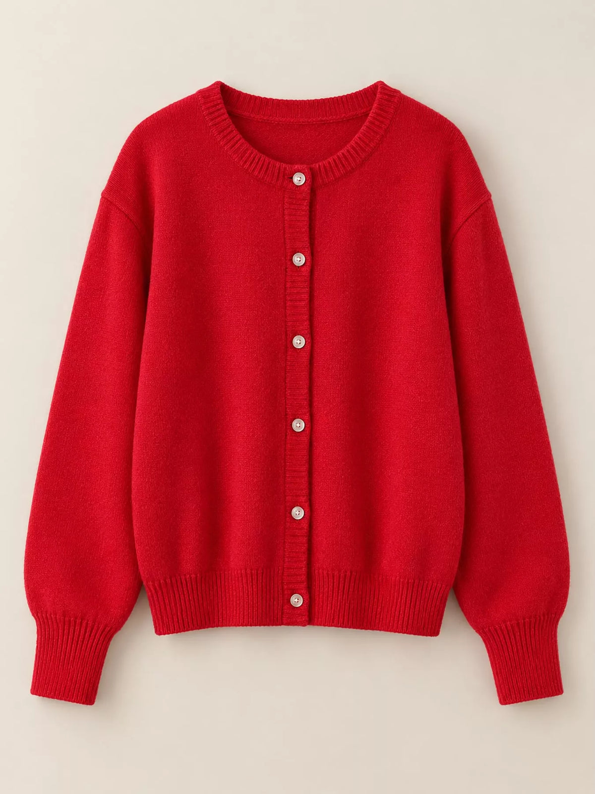 Crew Neck Button-Down Knit Cardigan