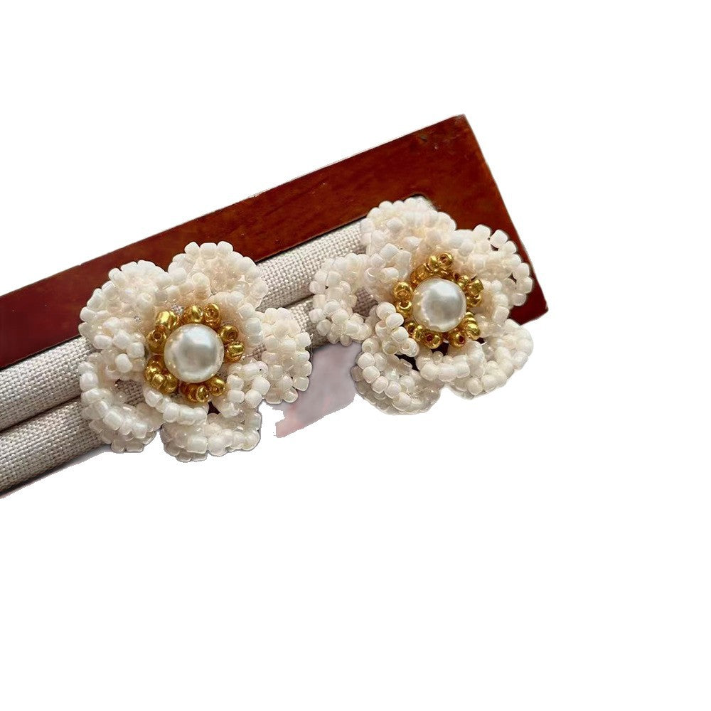 French-style Light-luxury Camellia Stud Earrings For Women
