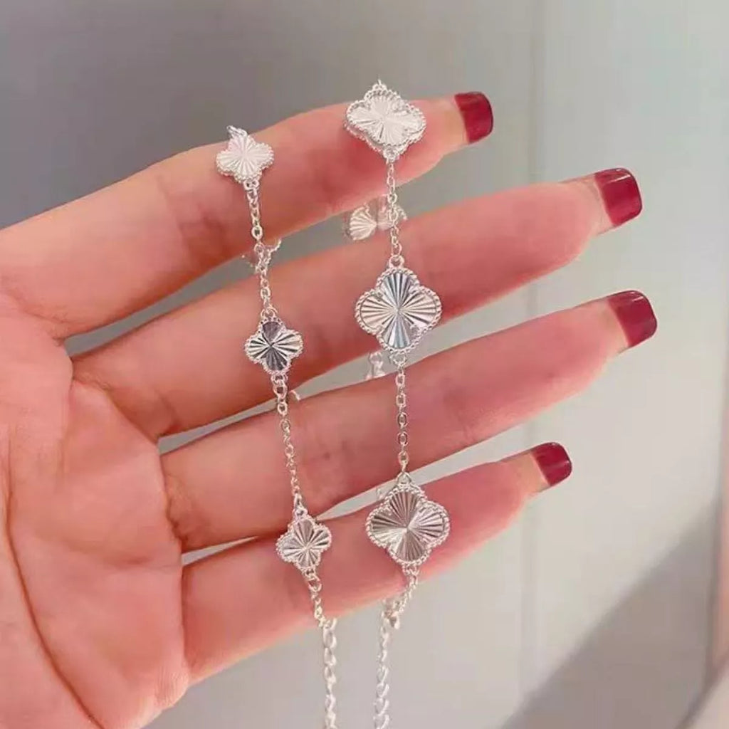 925 Sterling Silver Chain Four Leaf Clover Bracelet