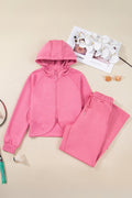 Solid Zip Up Hoodie and Pants Set