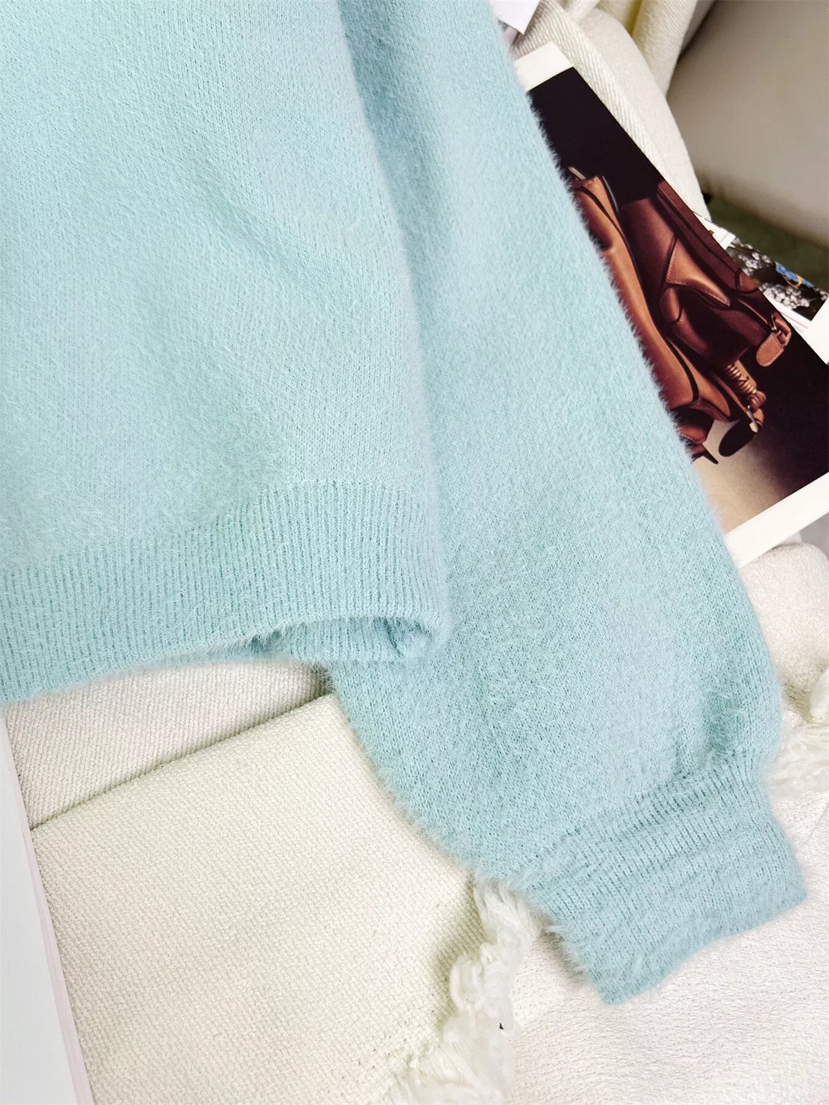 Fuzzy Knit Button Down Cardigan