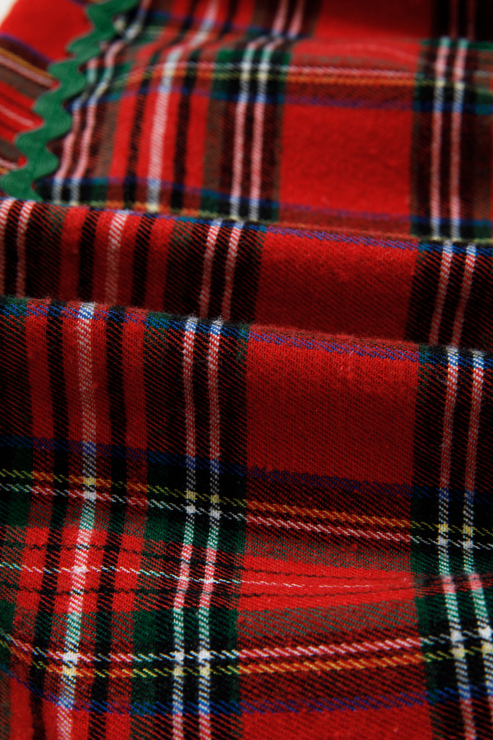 Plaid Ricrac Trim Long Sleeve Tiered Mini Dress