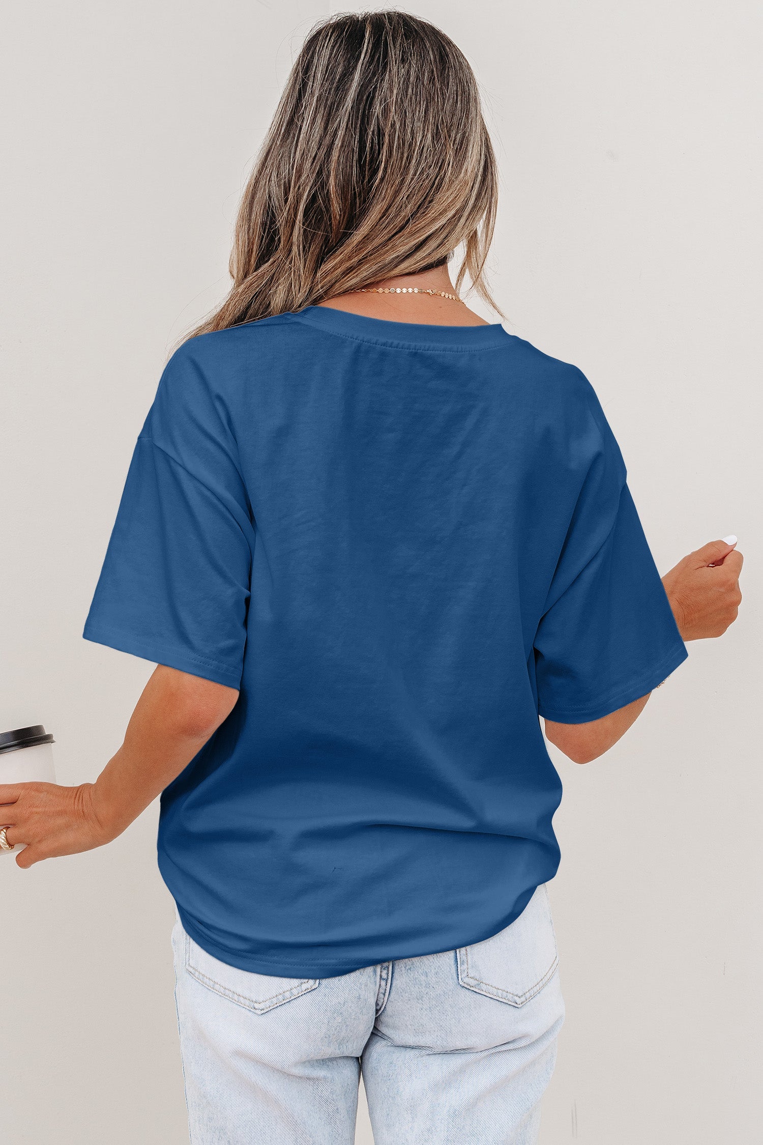 Sail Blue Color Block Chest Pocket Patched Casual Short Sleeve Top