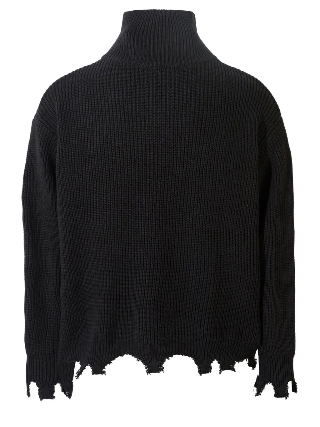 Men's Distressed Hem Ribbed Knit Zip-Up Cardigan
