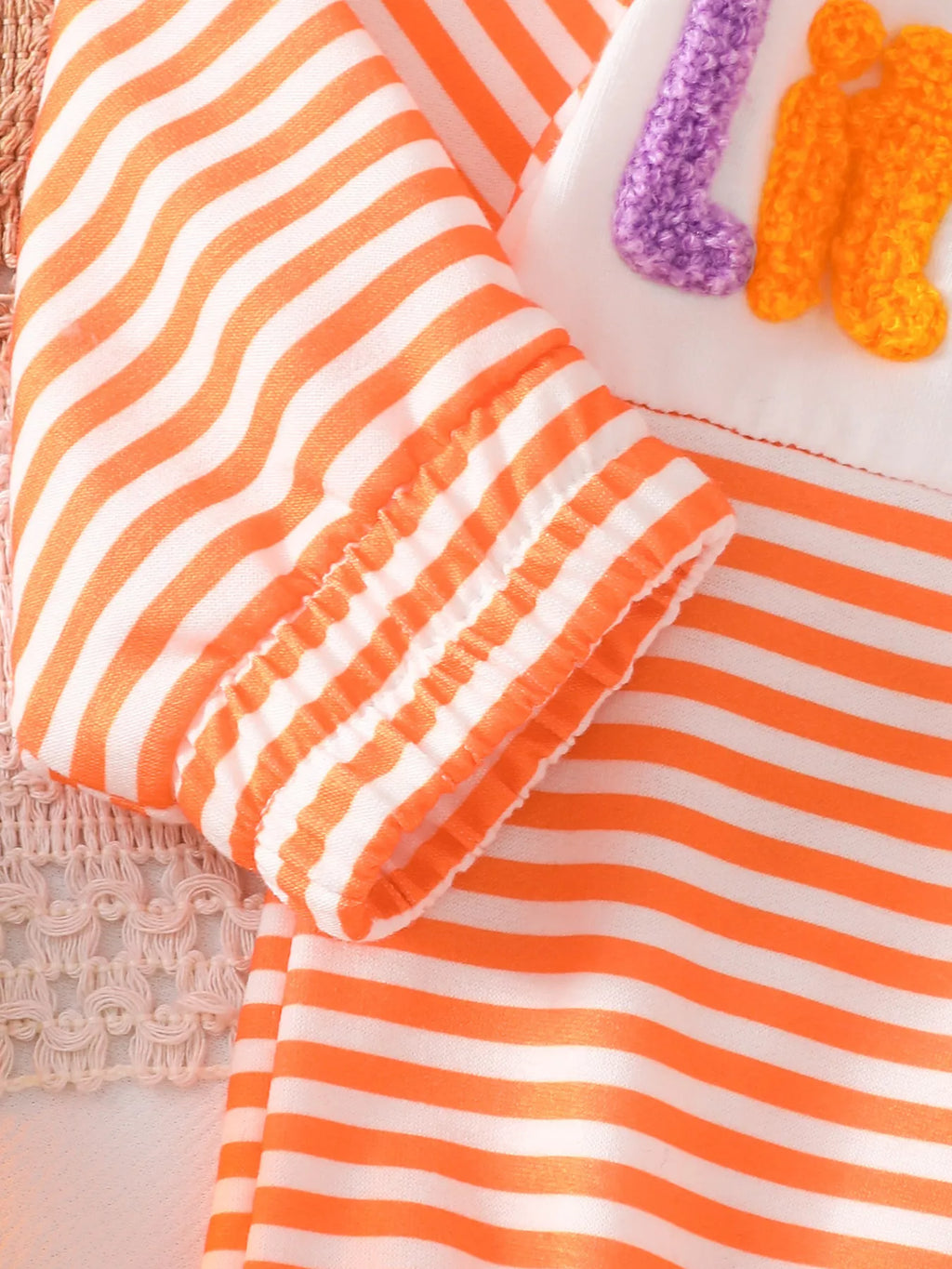 Children's Little Boo Halloween Striped Quarter-Zip Sweatshirt