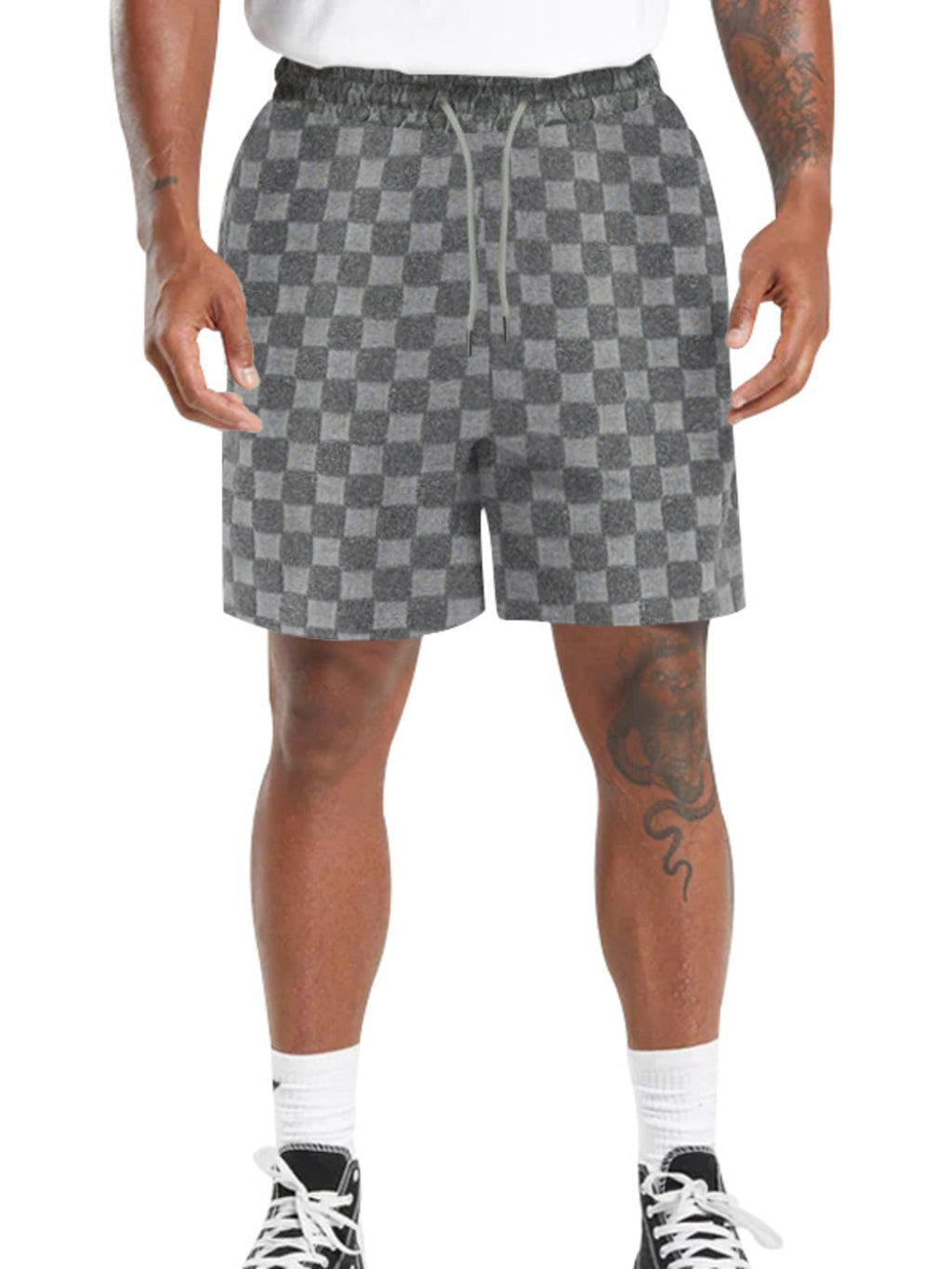 Men's Full Size Textured Checkered Casual Shorts Plus Size