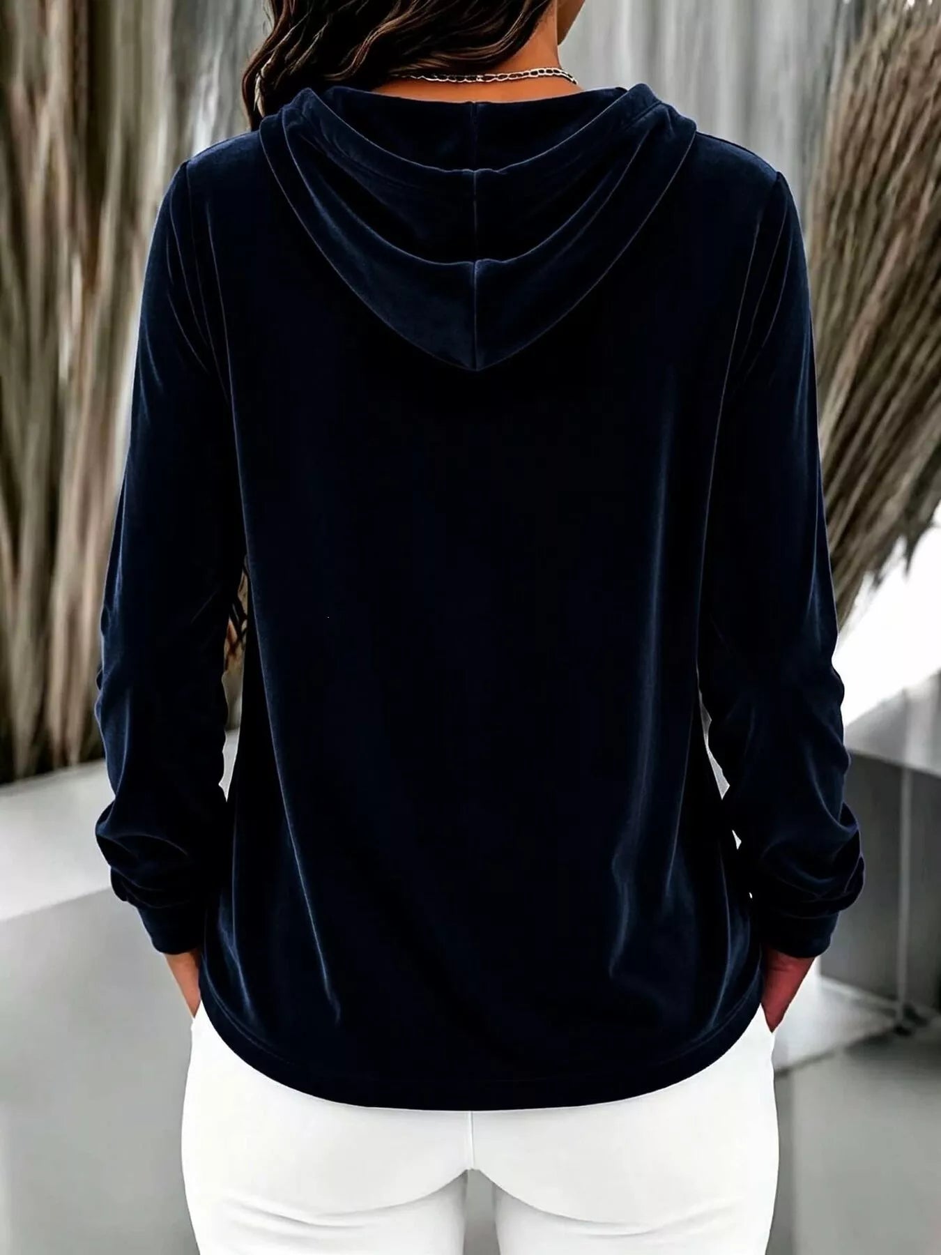 Full Size Drawstring Button Detail Hoodie Plus Size