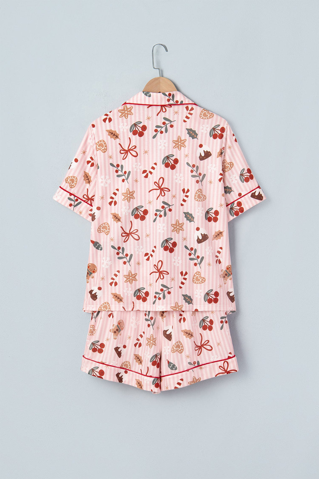 Christmas Stripe Buttoned Top & Shorts Pajama Set