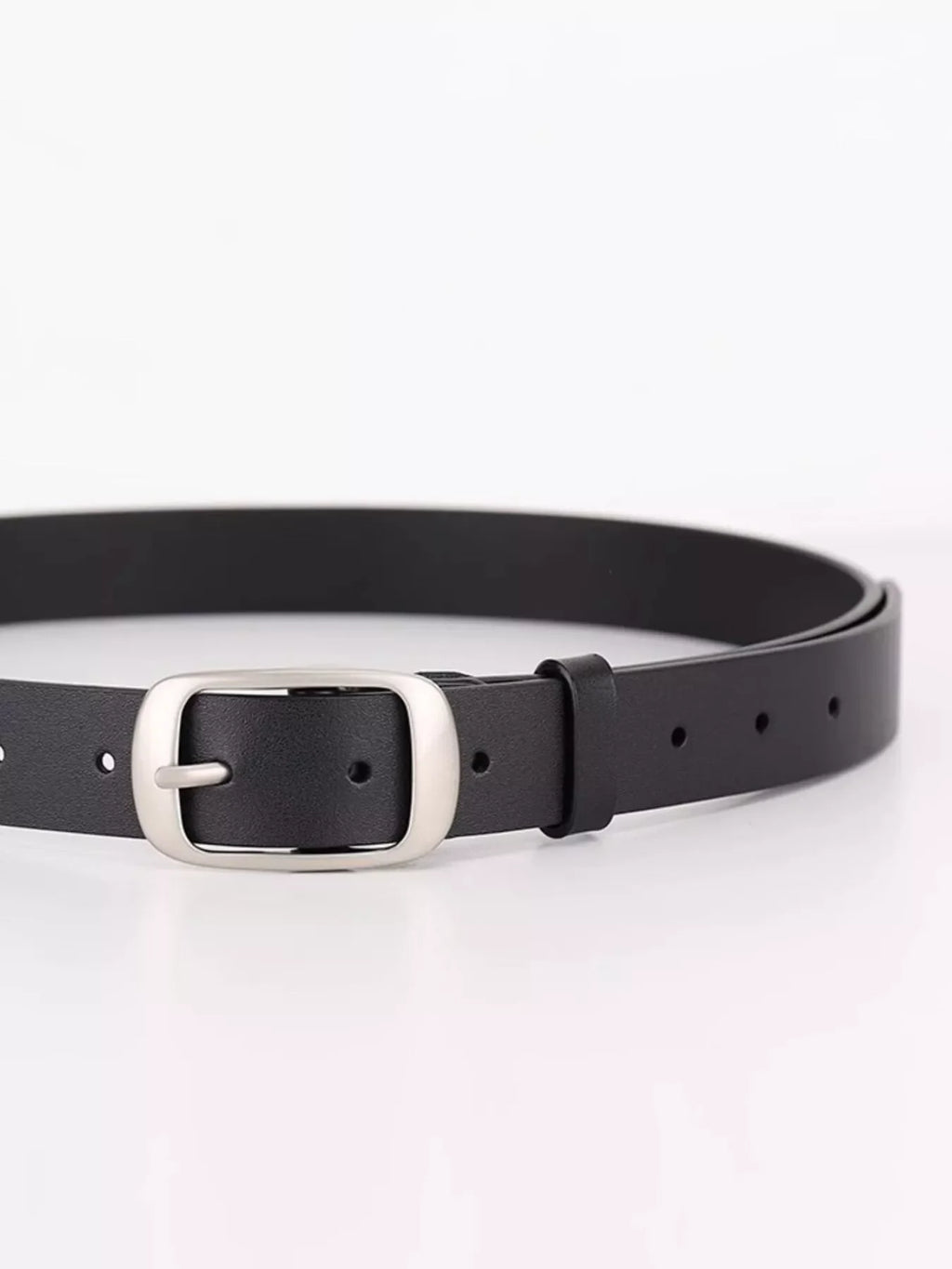 Leather Belt with Silver Buckle