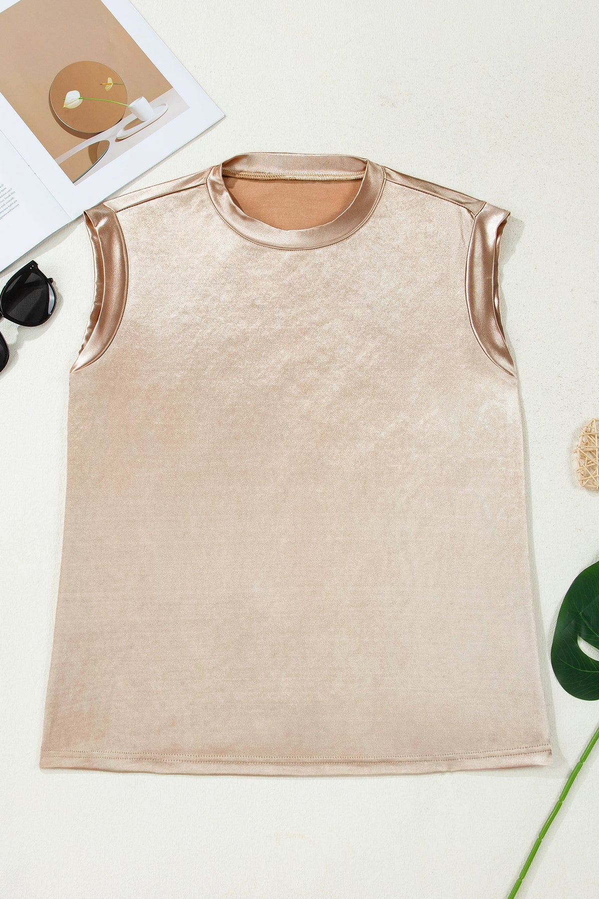 Metallic Round Neck Tank Top