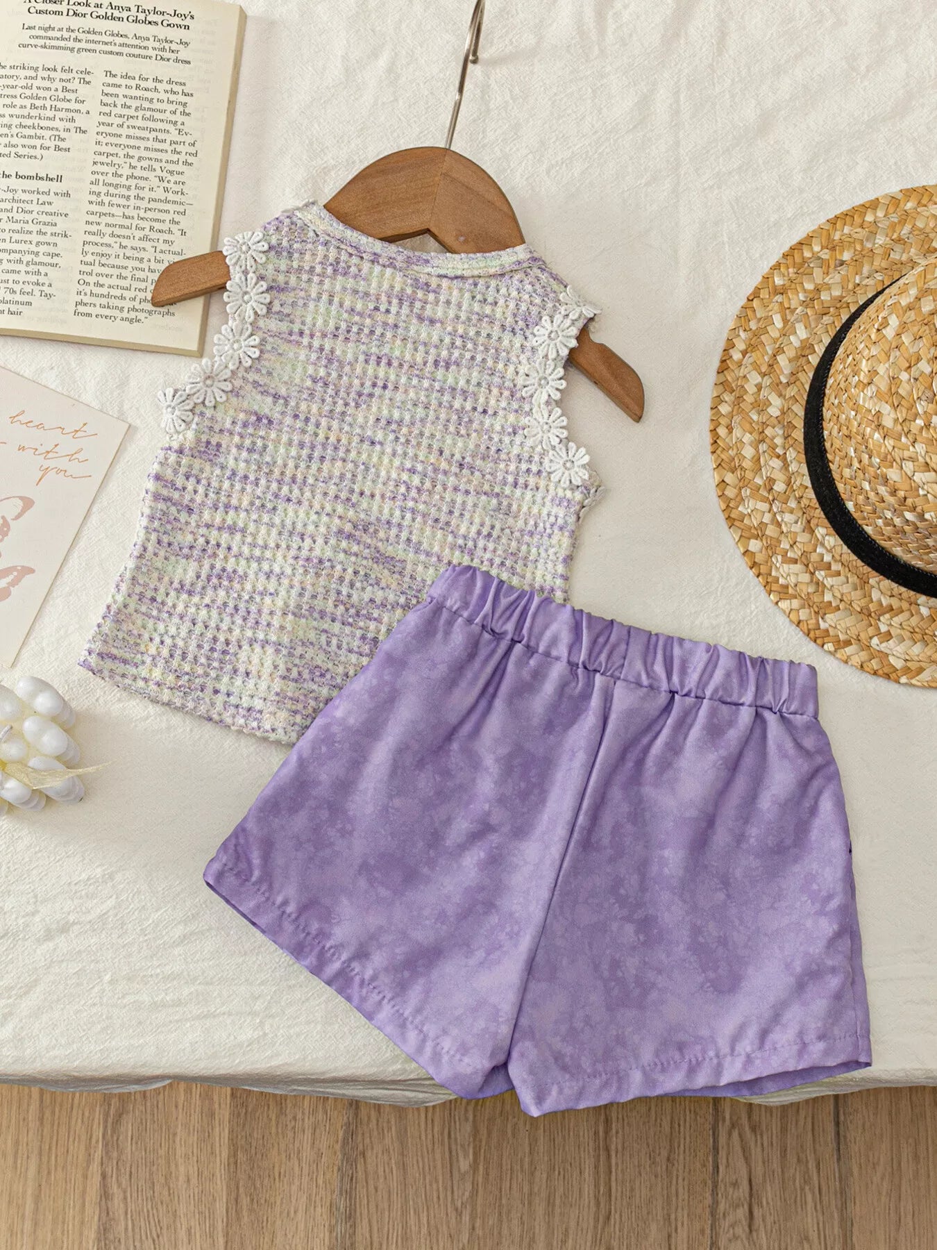 Children's Flower Sleeveless Top and Shorts Set