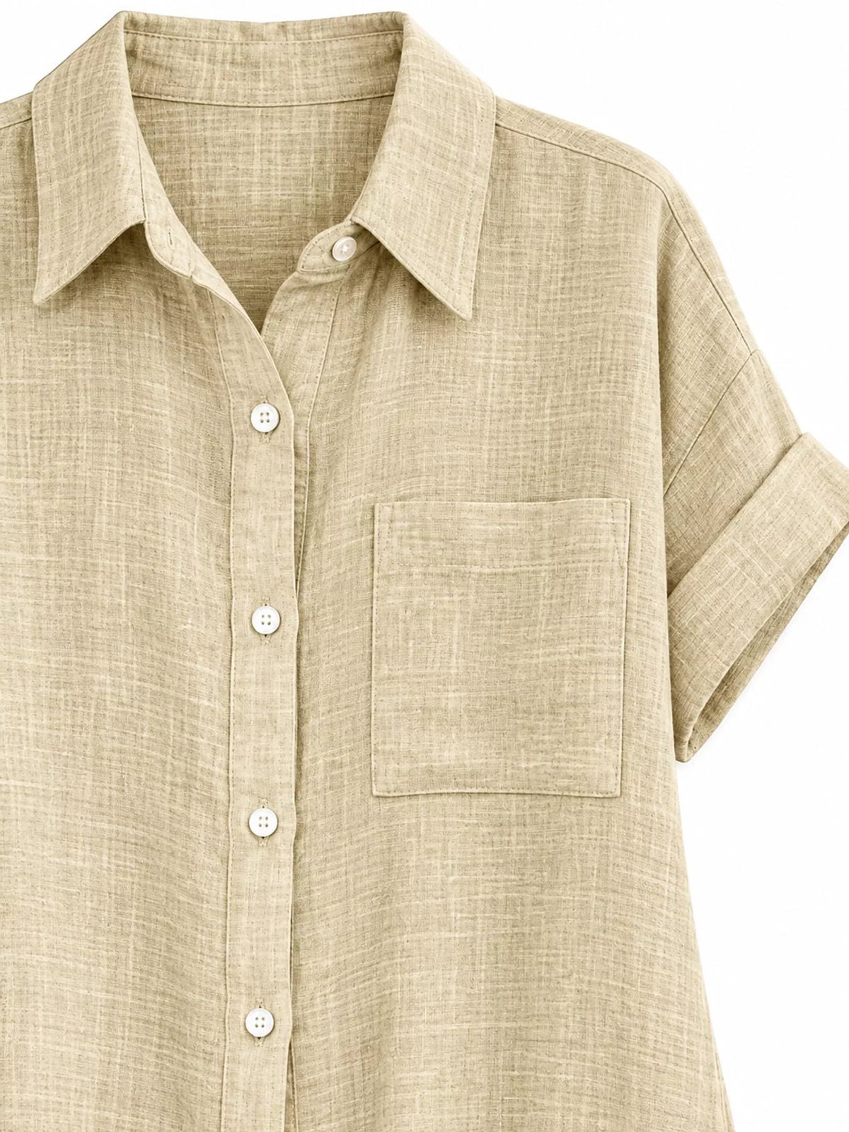 Full Size Button Up Short Sleeve Shirt Plus Size