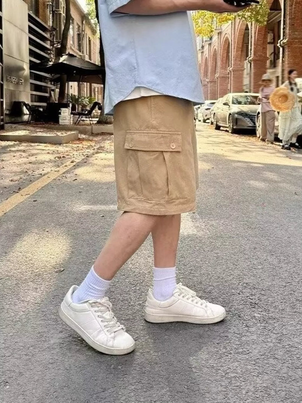 Men's Plus Size Casual Cargo Shorts with Pockets