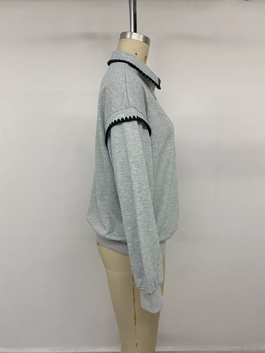 Polo Collar Dropped Shoulder Sweatshirt